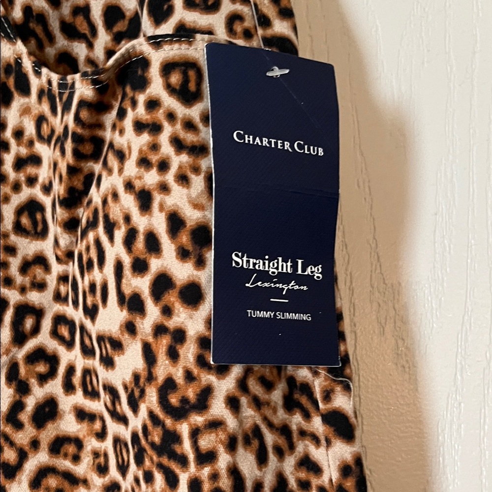 Charter Club Lexington Leopard Print High Rise Straight Leg Jeans NWT 14 - Picture 6 of 9